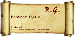 Mentzer Gyula névjegykártya